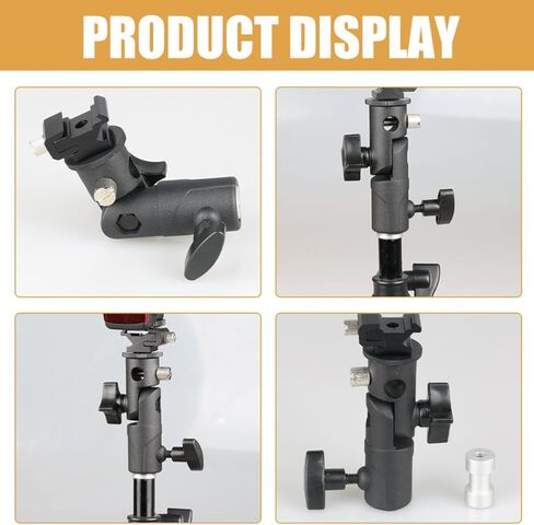 PartyKindom Adjustable Flash Bracket with Light Stand Adapter for Photography Umbrella Tripod Sturdy Flash Mount for DSLR and LED Lights in Kuwait