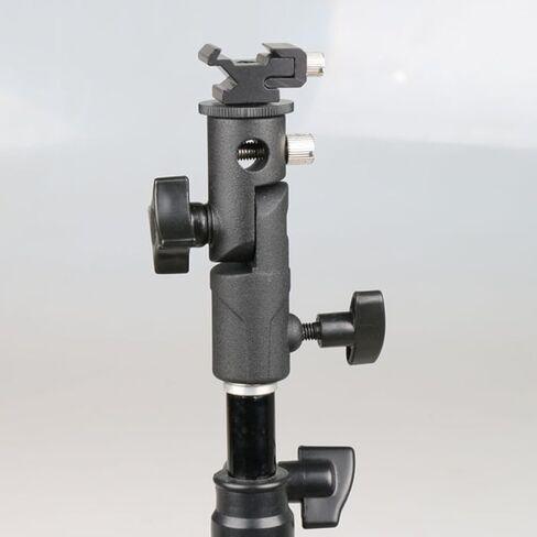 PartyKindom Adjustable Flash Bracket with Light Stand Adapter for Photography Umbrella Tripod Sturdy Flash Mount for DSLR and LED Lights in Kuwait