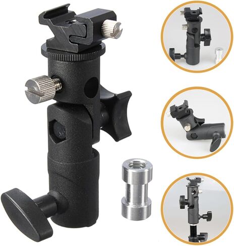 PartyKindom Adjustable Flash Bracket with Light Stand Adapter for Photography Umbrella Tripod Sturdy Flash Mount for DSLR and LED Lights in Kuwait