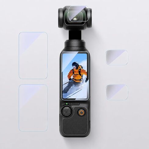 2 Pack + 2 Pack Camera Screen Protector set, Clear Lens LCD Film Guard for DJI Osmo Pocket 4/3 (Lens+LCD Screen) for Pocket Action Camera Vlog Accessories in Kuwait