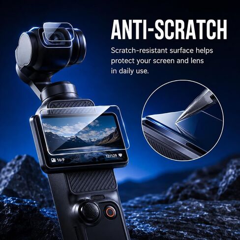 2 Pack + 2 Pack Camera Screen Protector set, Clear Lens LCD Film Guard for DJI Osmo Pocket 4/3 (Lens+LCD Screen) for Pocket Action Camera Vlog Accessories in Kuwait