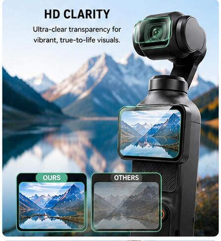 2 Pack + 2 Pack Camera Screen Protector set, Clear Lens LCD Film Guard for DJI Osmo Pocket 4/3 (Lens+LCD Screen) for Pocket Action Camera Vlog Accessories in Kuwait