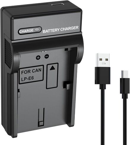 LP-E6 Battery Charger for Canon EOS R, R5, R6, 90D, 80D, 70D, 60D, 60DA, 7D Mark II, 7D, 6D Mark II, 6D, 5D Mark IV, 5D Mark III, 5D Mark II, 5DS, 5DS R Camera with USB C Cable LP-E6N LP-E6NH Charger in Kuwait