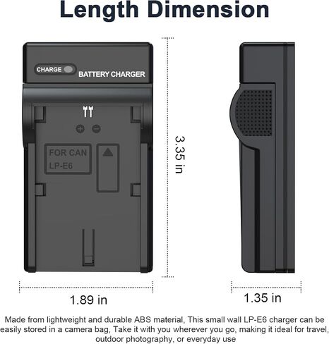 LP-E6 Battery Charger for Canon EOS R, R5, R6, 90D, 80D, 70D, 60D, 60DA, 7D Mark II, 7D, 6D Mark II, 6D, 5D Mark IV, 5D Mark III, 5D Mark II, 5DS, 5DS R Camera with USB C Cable LP-E6N LP-E6NH Charger in Kuwait