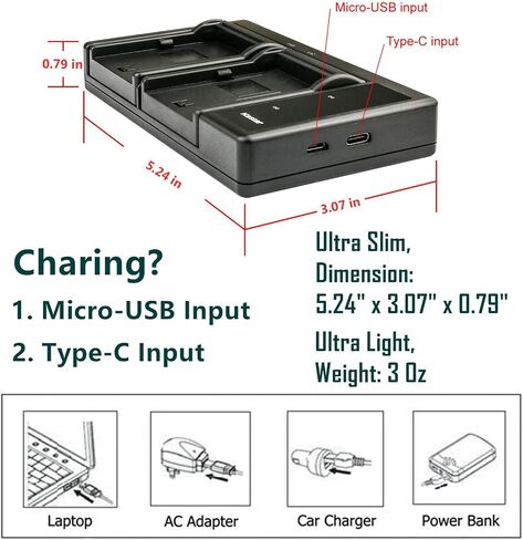 Kastar LTD2 USB Battery Charger Replacement for Samsung IA-BP125A Battery, Samsung HMX-QF310, HMX-QF320, HMX-T10, HMX-T11, SMX-F700, HMX-F800, HMX-F810, HMX-F900, HMX-F910, HMX-F920 in Kuwait