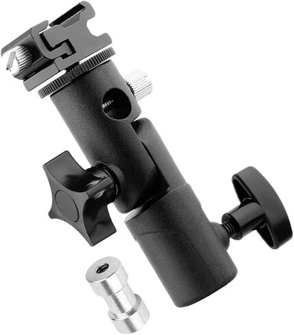 Adjustable Flash Stand Bracket for Photography, Sturdy Aluminium Alloy and Abs Light Bracket with 3/8" to 1/4" Screw and 10mm Umbrella Hole, Securely Hold Equipment for Indoor in Kuwait