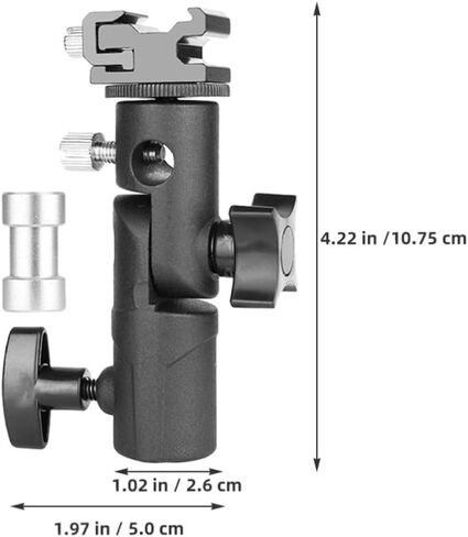 Adjustable Flash Stand Bracket for Photography, Sturdy Aluminium Alloy and Abs Light Bracket with 3/8" to 1/4" Screw and 10mm Umbrella Hole, Securely Hold Equipment for Indoor in Kuwait