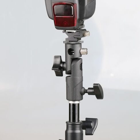 Adjustable Flash Stand Bracket for Photography, Sturdy Aluminium Alloy and Abs Light Bracket with 3/8" to 1/4" Screw and 10mm Umbrella Hole, Securely Hold Equipment for Indoor in Kuwait