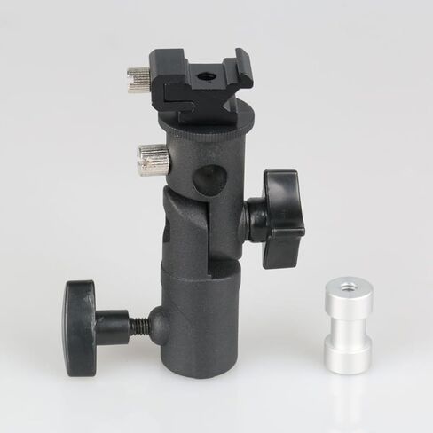 Adjustable Flash Stand Bracket for Photography, Sturdy Aluminium Alloy and Abs Light Bracket with 3/8" to 1/4" Screw and 10mm Umbrella Hole, Securely Hold Equipment for Indoor in Kuwait