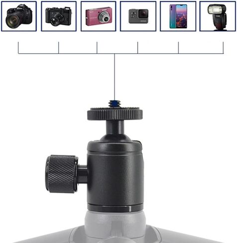 LIFKOME Lightweight Aluminum Alloy Ball Head Flash Bracket with Adjustable 1/4 Inch Screw for Flash Light and LED Video Light, Mini Tripod Ball Head Holder Mount for Photography and Camera in Kuwait