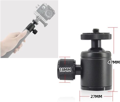 LIFKOME Lightweight Aluminum Alloy Ball Head Flash Bracket with Adjustable 1/4 Inch Screw for Flash Light and LED Video Light, Mini Tripod Ball Head Holder Mount for Photography and Camera in Kuwait