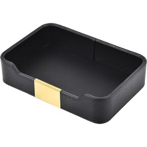 Leather Valet Tray Desktop Jewelry Storage,Luxury Perfume Tray Nightstand Organizer Entryway Decorative Tray,for Jewelry Watch Cosmetics Keys Phone Wallet Home & Office Accessories,Black