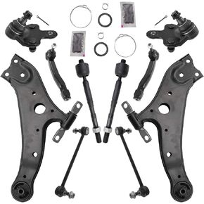 TRQ 10 Piece Steering & Suspension Kit Control Arms Ball Joints Tie Rods End Links Compatible with 2010-2015 Lexus RX350 RX450h 2008-2019 Toyota Highlander 2009-2015 Venza