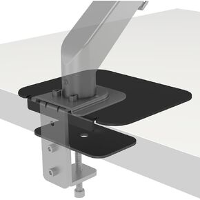 BONTEC Steel Monitor Mount Reinforcement Plate, Monitor Bracket Plate with Anti-Slip Pads for Glass/MDF/PB Tabletops, fits C-Clamp/Grommet Installation, Black
