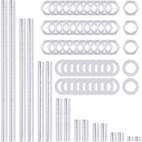 Mardatt 160 Pcs Zinc Coated Lamp Repair Hardware Assortment Set with 64 Washer, 64 Nuts, 32 All Thread Lamp Rod, Lamp Pipe Lamp Rod Accessories for Home