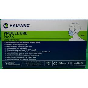 HALYARD Single-Use, Disposable Earloop Medical Mask, Designed For Short-Term Wear, Pleat-Style w/Earloops, Blue, 47080