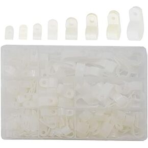 160 pcs Cable Clamp Nylon R-Type Cable Clips Clamp Assortment Kit for 1/8", 3/16", 1/4", 5/16", 3/8", 1/2", 5/8", 3/4" Wire (Black)