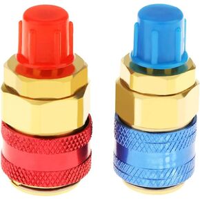 Joywayus Adjustable High Low R134a AC Quick Coupler Adapter Freon Manifold Gauge Hose Conversion Kit，1/4" SAE HVAC