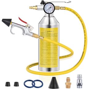 AC Flush Kit,Car Air Conditioner System Clean Canister Flushing Gun Tool Set,Car Cleaning Tool Kit for R12 R22 R134A R404 with 220PSI Gauge, Air Plug Fittings and Hose