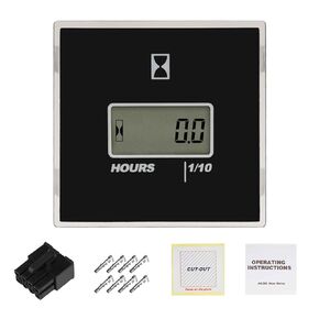 AC/DC Hour Meter Oil Pressure/Voltage Detect Meter Waterproof Transparent PC Closed Design Built-in Desiccant Moistureproof for Engine Lawn Mower Tractor Boat (Black)