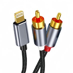 Awsyhom Lightning to 2RCA Audio Cable, Y-RCA Splitter Audio Cable for iPhone, iPad and iPod, Spearker, Subwoofer, Car, Home Theater, Amplifier, 3.3ft, Braided
