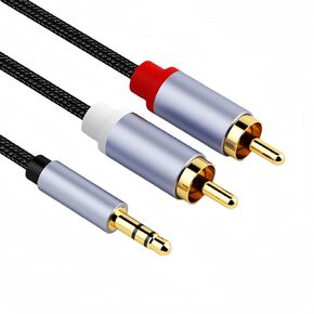 Awsyhom 3.5mm to 2RCA AUX Cable, Audio Aux to 2RCA Adapter Cable for Stereo Speaker, Subwoofer, Tablet, 3.3ft, Braided