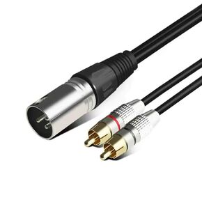 Awsyhom XLR Male to 2RCA Y Splitter Cable, Unbalanced 2RCA to 1 Male XLR Splitter Duplicator Lead Y-Cable Adapter, 10ft