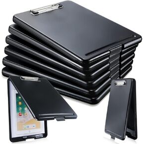 Thick Storage Clipboard Black Clipboard with Storage for 150 Sheets A4 Paper Heavy Duty Open Nursing Clipboard Foldable Storage for Nurses Students Classroom Office(6 Pieces)