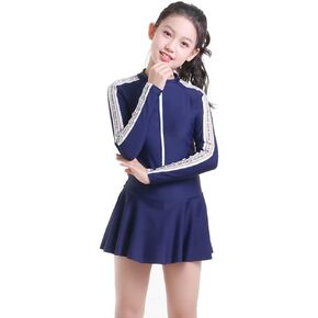 Vivobiniya Big Girl one Piece Swimsuits Teens Long Sleeve Swimwear upf50+ in Kuwait