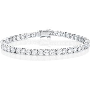 Mens Tennis Bracelet, Solid 925 Sterling Silver Bracelet for Men with 4mm AAA Sparkling White Cubic Zirconia Stones, Stylish Mens Bracelets with Gift Box