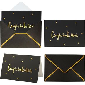 Gold and Black Congratulations Cards with Envelopes | 36 PK All Occasion Greeting Cards 4x6 Inches | Graduation Cards Pack New Home Card Graduation Card Pack Engagement Card Congrats Card