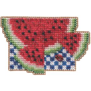 Watermelon Beaded Counted Cross Stitch Ornament Kit Mill Hill 2019 Spring Bouquet MH181914