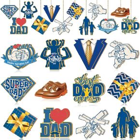 24pcs Father's Day Wooden Hanging Ornaments Rustic Father's Day Decorations Fathers Day Ornaments for Tree Happy Fathers Day Wood Sign Best Dad Decorations
