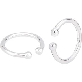 PH PandaHall 1 Pair 925 Sterling Silver Ear Cuff 18 Gauge Clip On Ear Cuff 12mm Small Round Hoop Earrings Adjustable Cartilage Earrings Plain Ear Wrap Earrings for No Piercing Ear Women