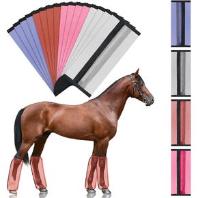 16 Pcs Fly Boots for Horses Mesh Ventilated Horse Leggings Breathable Horse Leg Wraps to Reduce Stomping Hoof Damage and Leg Fatigue, 4 Colors