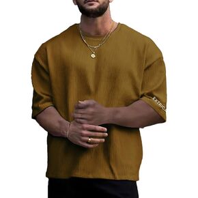 Verdusa Men's Casual Round Neck Drop Shoulder Letter Print Tee Shirt Tops
