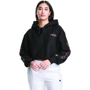 Champion Women's Reverse Weave Cropped Cut-Off Hoodie, Left Chest C