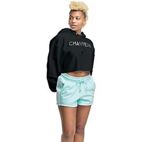 Champion Women's Reverse Weave Cropped Cut-Off Hoodie, Left Chest C