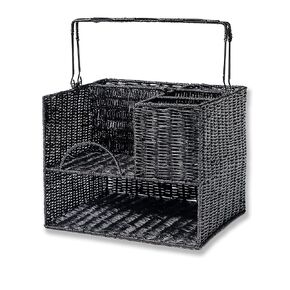 13" x 14" Rattan Tabletop Serveware and Condiment Organizer and Caddy by Trademark Innovations (Black)