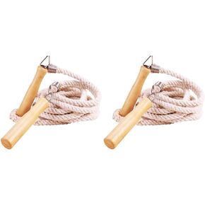 Classicbean Jump Ropes Skipping Ropes 2PCS Length 10 Feet 3 Meters Each, Fitness Equipment Cotton Hemp Jump Ropes, Sports Ropes 2PCS 3 Meters