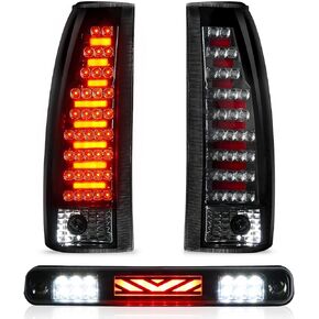 Taillight + 3rd Third Brake Cargo Lamp for Chevy & GMC C1500 K1500 1988-1999, C2500 C3500 K2500 K3500 1988-2000, Chevy Blazer 1992-1994, Silverado 1994-1998, Waterproof LED Rear Tail Light