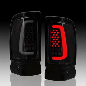 Daikokuya Sequential Full Led tail lights for Dodge 1994-2001 Ram 1500, 1994-2002 Ram 2500/3500 Starting Animated Rear Light Assembly, Dynamic Turn Signal,Brake Light,Reverse Light Smoked