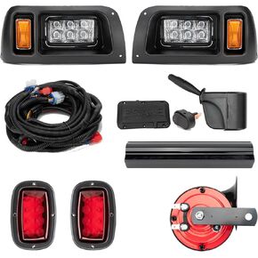 LED Headlights and Tail Light Kits Compatible with Club Car DS 1993-up Gas & Electric Carts, 12V Street Legal Lights Kit with Turn Signal Wiring Harness