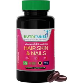 Hair, Skin, & Nails Vitamins - Supports Hair, Skin, & Nail Health - Non-GMO, GMP-Certified (120 Softgel Capsules)