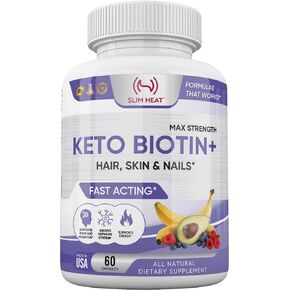 Biotin 10,000mcg (Vitamin B7 10mg) with Calcium | Highest Potency for Healthy Hair, Nails, and Skin | 100% Pure, All Natural, Non-GMO, Vegan, Sugar Free (60 Capsules) in Saudi Arabia