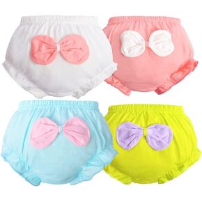 Baby Kids Underwear Breathable Cotton Panties Toddler Girls Undies Soft Briefs - Girls' Bloomers with Bow - Cute Diaper Covers 2-3 Years