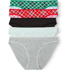 Happy Nation Girls' 5 Pack Cotton Bikini Underwear