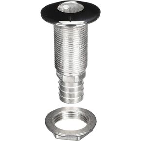 Attwood 66548-3 Stainless Steel Barbed Standard Length Straight Thru-Hull, 1-Inch