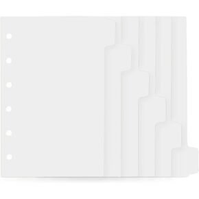 Frosted 6-Tab PP A6 Binder Index Dividers Clear Index Tabs 6 Holes Loose Leaf Binders Inserts Refill Category Indexing Tab Pages (A6 Size)