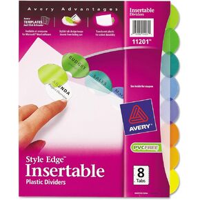 Avery 11201 Insertable Dividers,Printable,8-1/2-Inch x11-Inch,8-Tabs/ST,Multi